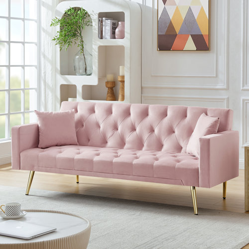 Mercer41 Jennevieve 73.23'' Velvet Upholstered Sofa Couch Bed Wayfair